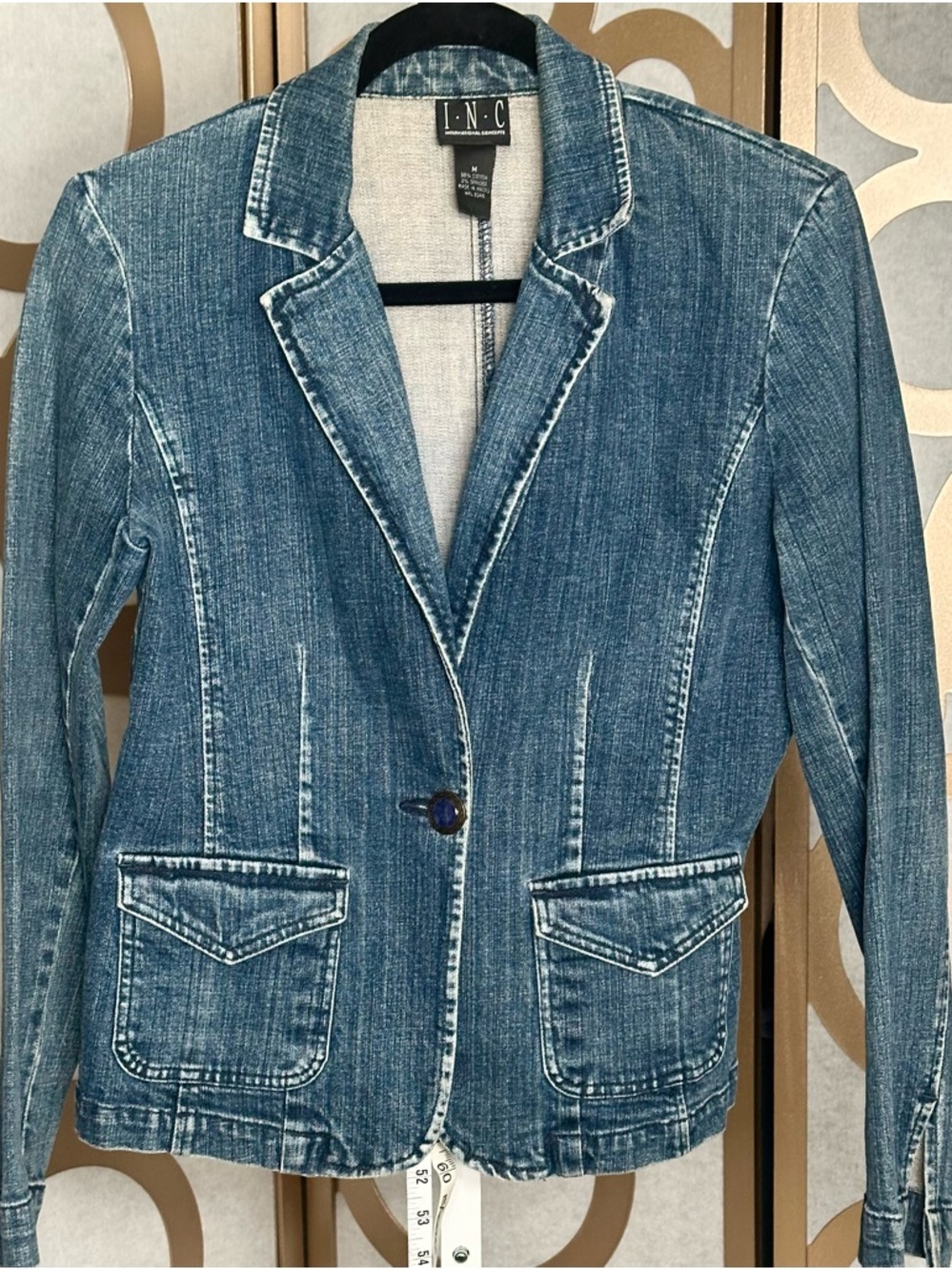 INC International Concepts Blue Denim Blazer Jacket